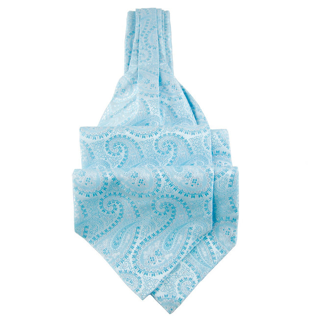 Sky Blue Paisley Ascot Tie and Pocket Square Paul Malone Ascot - Paul Malone.com