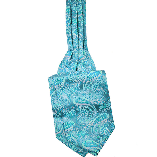 Dusk Blue Paisley Ascot Tie and Pocket Square Paul Malone Ascot - Paul Malone.com