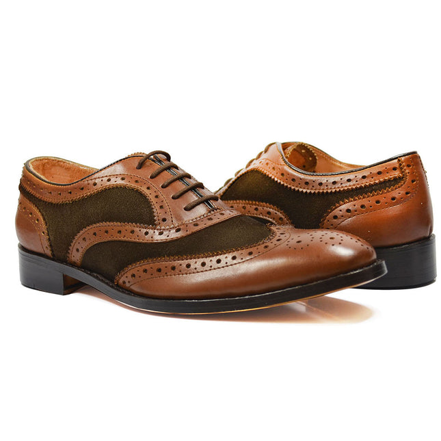 ARCHER All Leather Spectator with Full Broguing by Paul Malone Paul Malone Shoes - Paul Malone.com