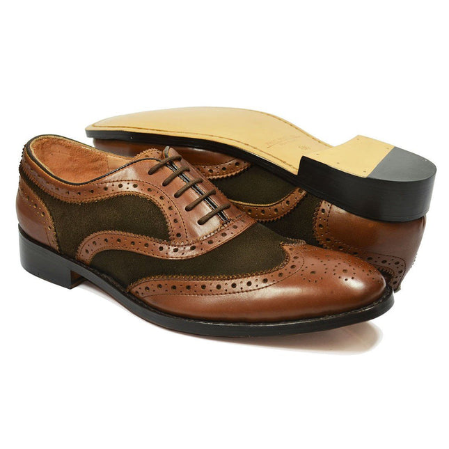 ARCHER All Leather Spectator with Full Broguing by Paul Malone Paul Malone Shoes - Paul Malone.com