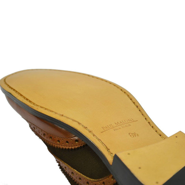 ARCHER All Leather Spectator with Full Broguing by Paul Malone Paul Malone Shoes - Paul Malone.com