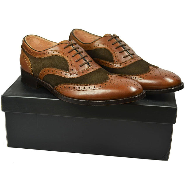 ARCHER All Leather Spectator with Full Broguing by Paul Malone Paul Malone Shoes - Paul Malone.com