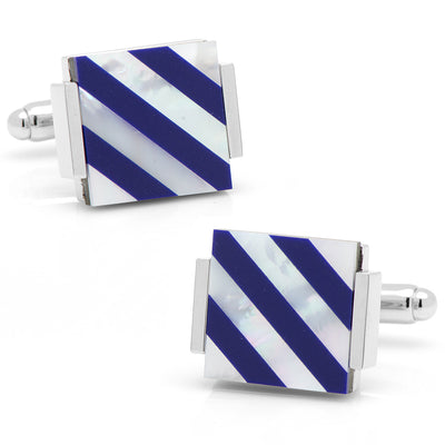 Floating Mother of Pearl Striped Cufflinks Ox and Bull Trading Co. Cufflinks - Paul Malone.com