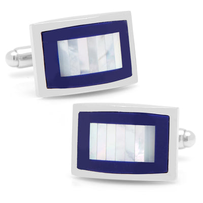 Mother of Pearl and Lapis Blue Key Cufflinks Ox and Bull Trading Co. Cufflinks - Paul Malone.com