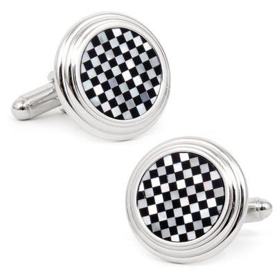 Onyx and Mother of Pearl Checker Step Cufflinks Ox and Bull Trading Co. Cufflinks - Paul Malone.com