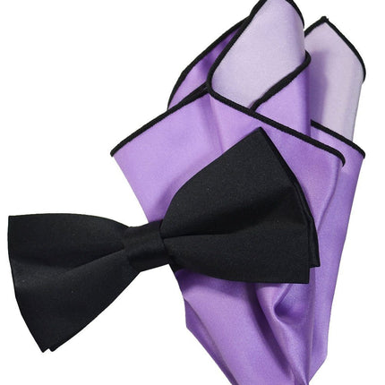 Solid Black Pre-Tied Bow Tie and Pocket Square Paul Malone Bow Ties - Paul Malone.com
