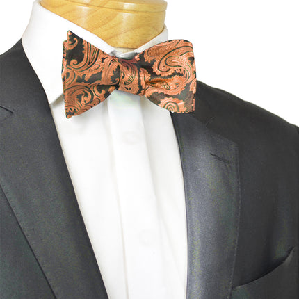 Copper and Black Paisley Bow Tie Brand Q Bow Ties - Paul Malone.com