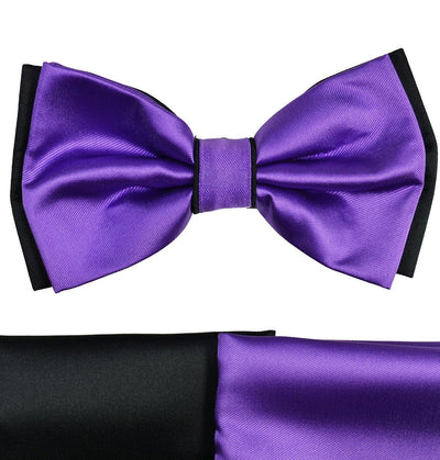 Purple and Black Bow Tie with 2 Pocket Squares Paul Malone Bow Ties - Paul Malone.com