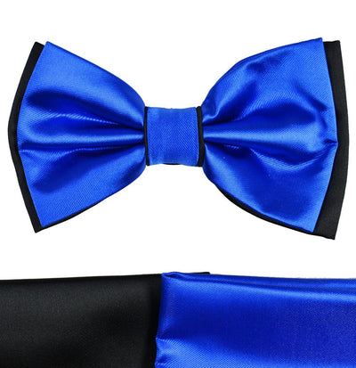 Royal Blue and Black Bow Tie with 2 Pocket Squares Paul Malone Bow Ties - Paul Malone.com