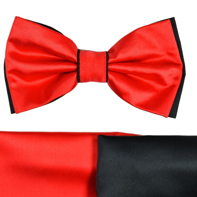 Red and Black Bow Tie with 2 Pocket Squares Brand Q Bow Ties - Paul Malone.com