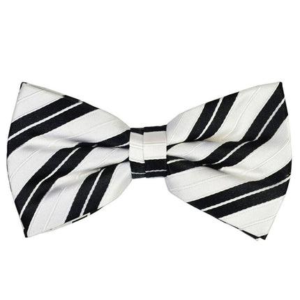 White and Black Striped Silk Bow Tie Paul Malone Bow Ties - Paul Malone.com
