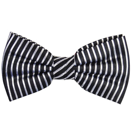 Black and Silver Striped Silk Bow Tie Paul Malone Bow Ties - Paul Malone.com