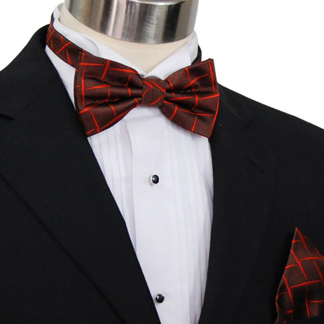 Rust Brown Silk Bow Tie and Pocket Square Set Paul Malone Bow Ties - Paul Malone.com