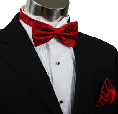 Solid Red Silk Bow Tie and Pocket Square Paul Malone Bow Ties - Paul Malone.com