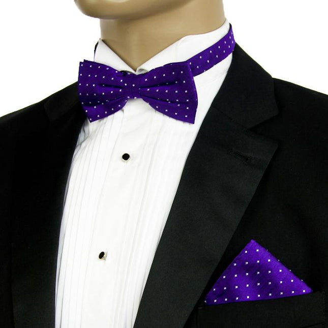 Purple and White Silk Bow Tie Set Paul Malone Bow Ties - Paul Malone.com