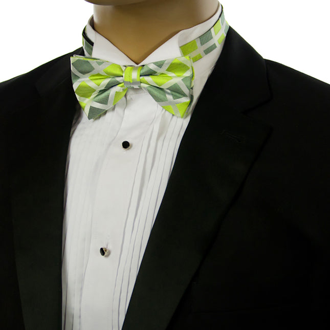 Green Checkered Silk Bow Tie Paul Malone Bow Ties - Paul Malone.com
