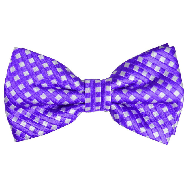 Purple Checkered Silk Bow Tie and Pocket Square Paul Malone Bow Ties - Paul Malone.com