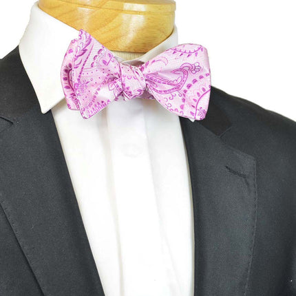 Classic Pink Paisley Silk Bow Tie Paul Malone Bow Ties - Paul Malone.com