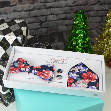 Black and Red Floral Bow Tie Gift Box Set Brand Q Gift Box - Paul Malone.com