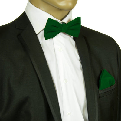 Dark Green VELVET Bow Tie and Pocket Square Set Brand Q Bow Ties - Paul Malone.com
