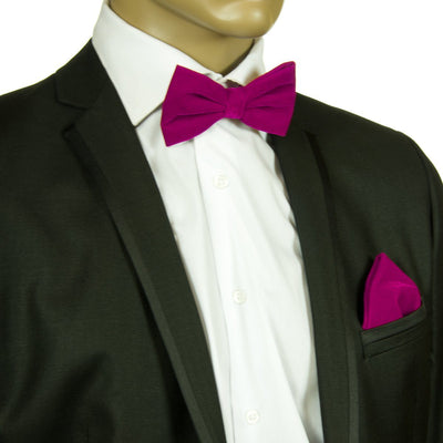 Hot Pink VELVET Bow Tie and Pocket Square Set Brand Q Bow Ties - Paul Malone.com