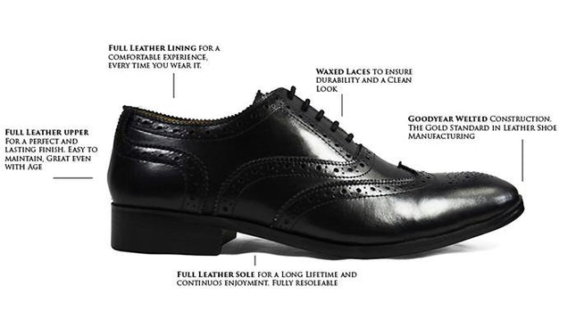 BERKLEY Full Brogue Derby in Black. All Leather Dress Shoes Paul Malone Shoes - Paul Malone.com