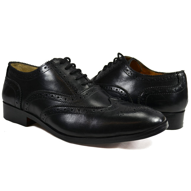 BERKLEY Full Brogue Derby in Black. All Leather Dress Shoes Paul Malone Shoes - Paul Malone.com