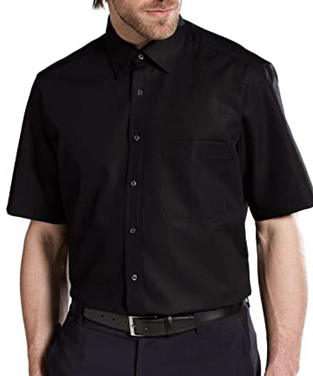Solid Black Poplin Short Sleeve Dress Shirt 17 Solid Black Poplin Short Sleeve Dress Shirt 17
