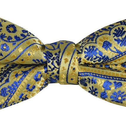 Yellow and Blue Boys Bow Tie and Pocket Square Set, Pre-tied Paul Malone Bow Tie - Paul Malone.com