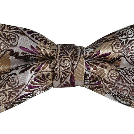 Brown Paisley Boys Bow Tie and Pocket Square Set, Pre-tied Paul Malone Bow Tie - Paul Malone.com