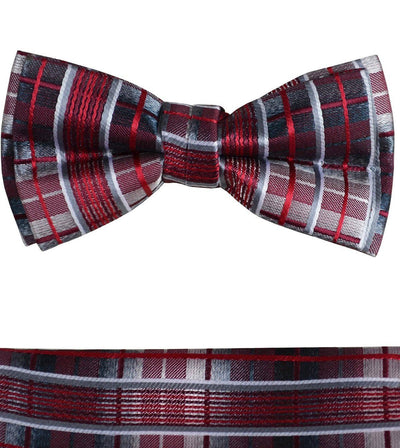 Red and Black Boys Bow Tie and Pocket Square Set, Pre-tied Paul Malone Bow Tie - Paul Malone.com