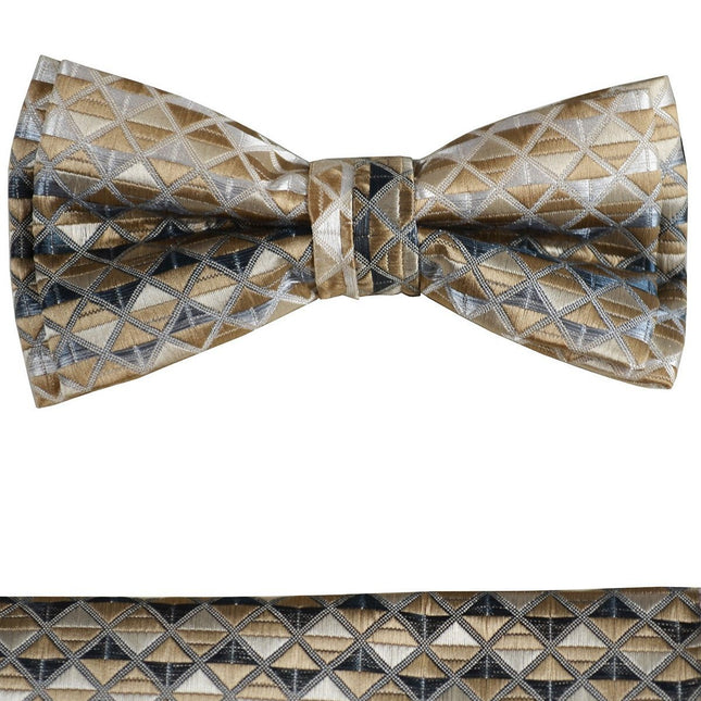 Gold Brown Boys Bow Tie and Pocket Square Set, Pre-tied Paul Malone Bow Tie - Paul Malone.com