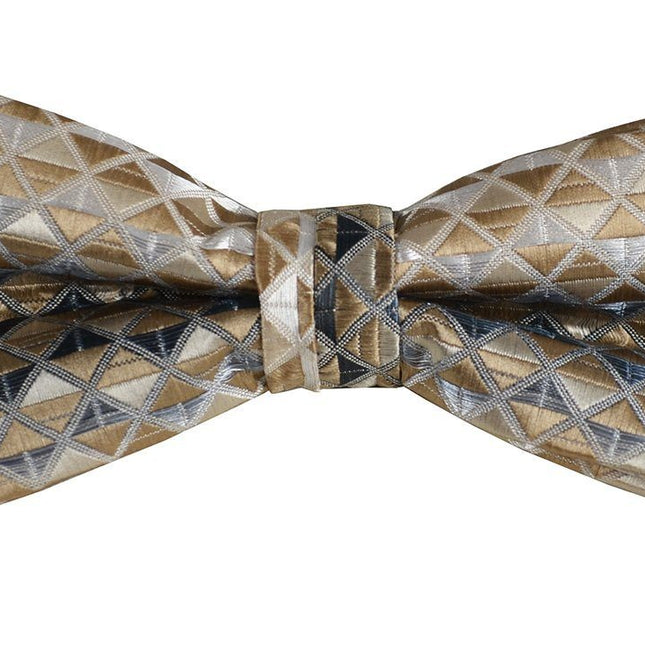 Gold Brown Boys Bow Tie and Pocket Square Set, Pre-tied Paul Malone Bow Tie - Paul Malone.com