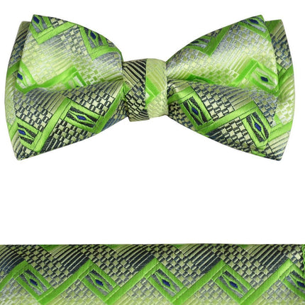 Neon Green Boys Bow Tie and Pocket Square Set, Pre-tied Paul Malone Bow Tie - Paul Malone.com
