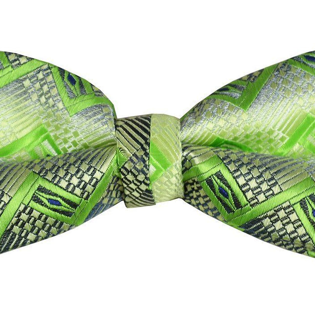Neon Green Boys Bow Tie and Pocket Square Set, Pre-tied Paul Malone Bow Tie - Paul Malone.com