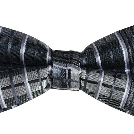 Black and White Boys Bow Tie and Pocket Square Set, Pre-tied Paul Malone Bow Tie - Paul Malone.com
