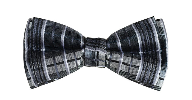 Black and White Boys Bow Tie and Pocket Square Set, Pre-tied Paul Malone Bow Tie - Paul Malone.com