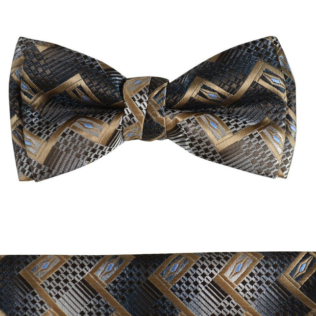 Bronze Boys Bow Tie and Pocket Square Set, Pre-tied Paul Malone Bow Tie - Paul Malone.com