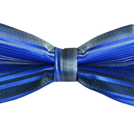Blue and Grey Boys Bow Tie and Pocket Square Set, Pre-tied Paul Malone Bow Tie - Paul Malone.com