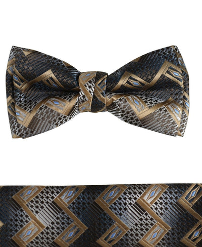 Bronze Boys Bow Tie and Pocket Square Set, Pre-tied Paul Malone Bow Tie - Paul Malone.com