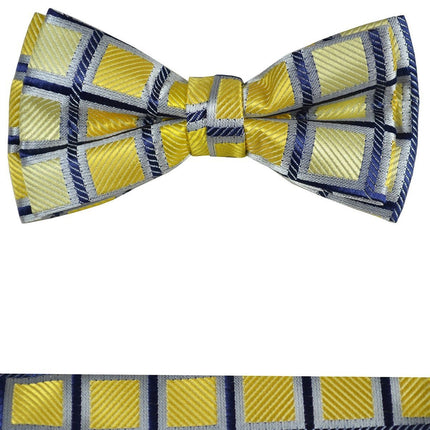 Yellow Boys Bow Tie and Pocket Square Set, Pre-tied Paul Malone Bow Tie - Paul Malone.com