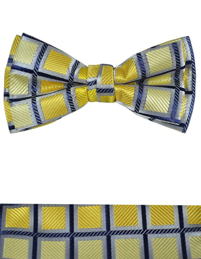 Yellow Boys Bow Tie and Pocket Square Set, Pre-tied Paul Malone Bow Tie - Paul Malone.com
