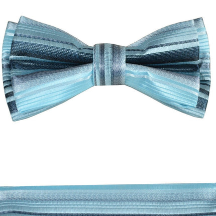 Turquoise and Black Boys Bow Tie and Pocket Square Set, Pre-tied Paul Malone Bow Tie - Paul Malone.com