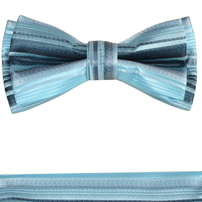 Turquoise and Black Boys Bow Tie and Pocket Square Set, Pre-tied Paul Malone Bow Tie - Paul Malone.com