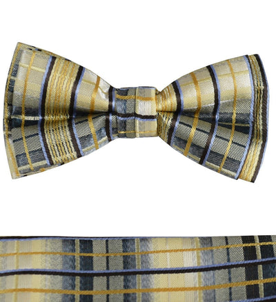 Yellow Boys Bow Tie and Pocket Square Set, Pre-tied Paul Malone Bow Tie - Paul Malone.com