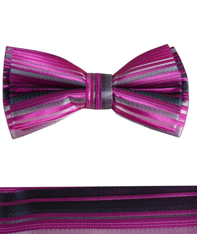 Hot Pink Boys Bow Tie and Pocket Square Set, Pre-tied Paul Malone Bow Tie - Paul Malone.com