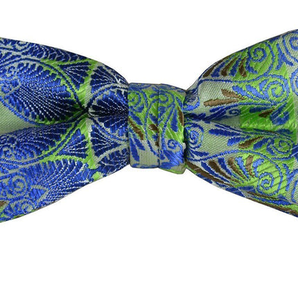 Blue and Green Boys Bow Tie and Pocket Square Set, Pre-tied Paul Malone Bow Tie - Paul Malone.com