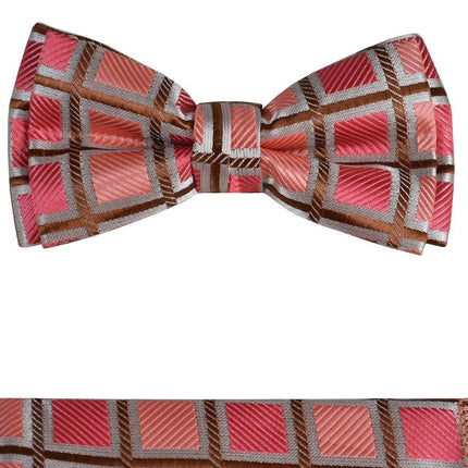 Red and Brown Boys Bow Tie and Pocket Square Set, Pre-tied Paul Malone Bow Tie - Paul Malone.com