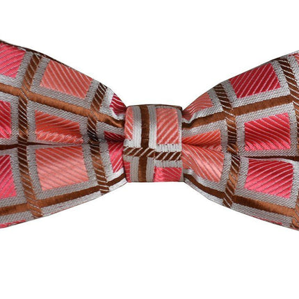 Red and Brown Boys Bow Tie and Pocket Square Set, Pre-tied Paul Malone Bow Tie - Paul Malone.com