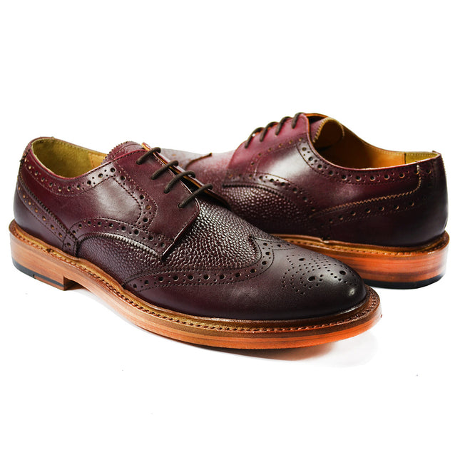 BRADFORD Burgundy Full BrogueLeather Oxford Shoes Paul Malone Shoes - Paul Malone.com